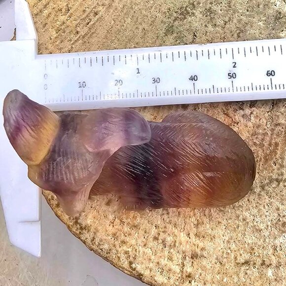 Nature Rainbow Fluorite Hand Carved 2.2" Deer Figure - Picture 9 of 10